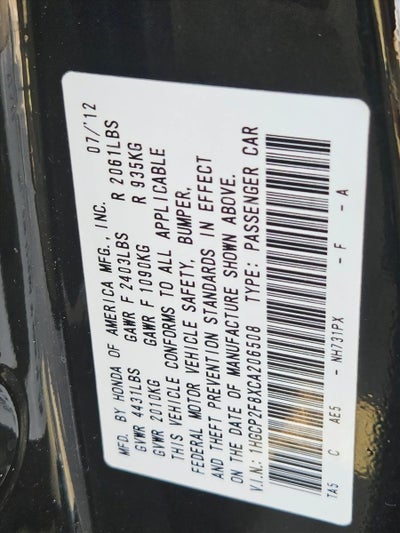 2012 Honda Accord Sedan EX-L Automatic