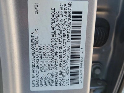 2021 Honda Accord Sedan Sport 1.5T CVT