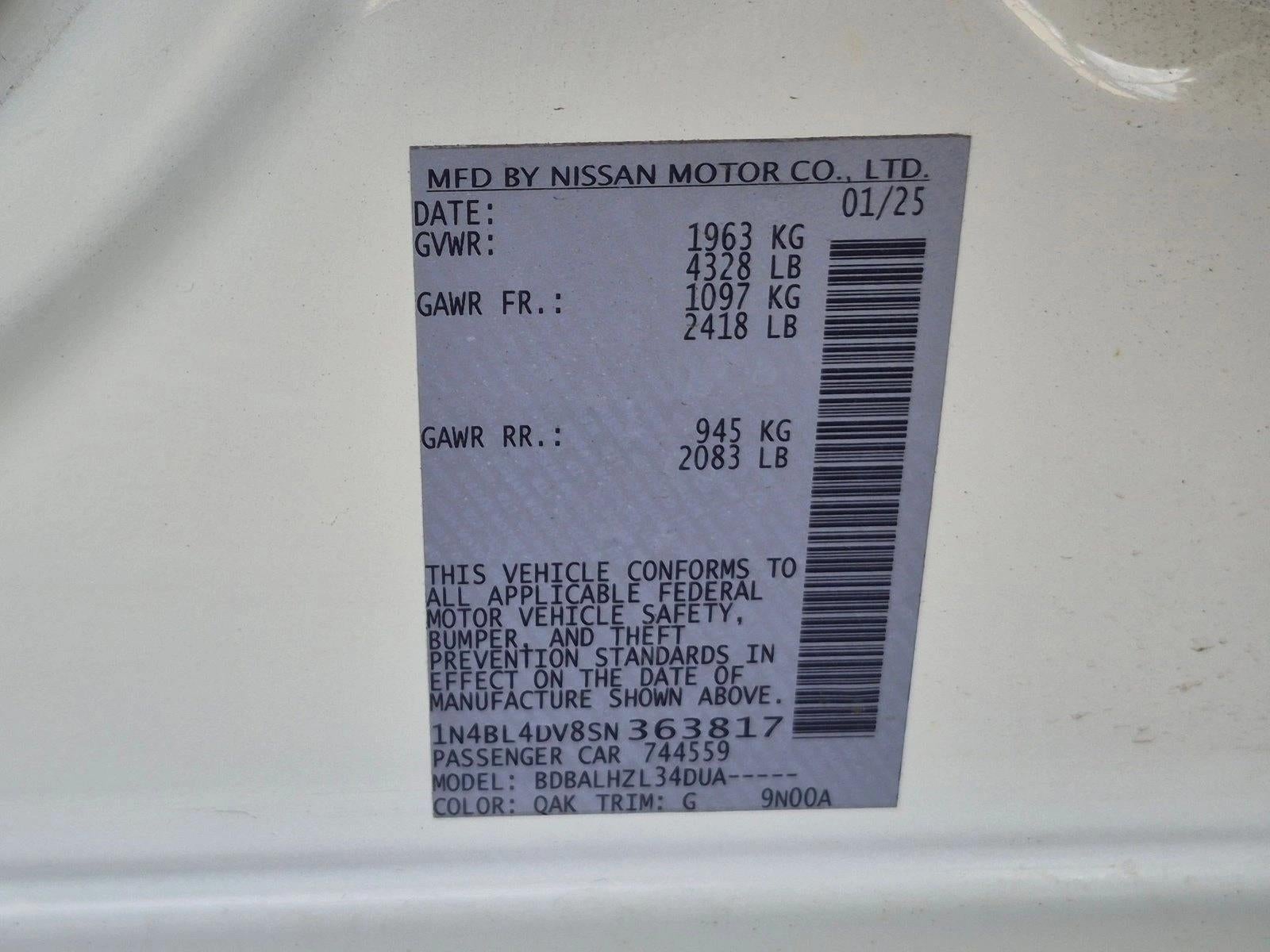 2025 Nissan Altima SV FWD