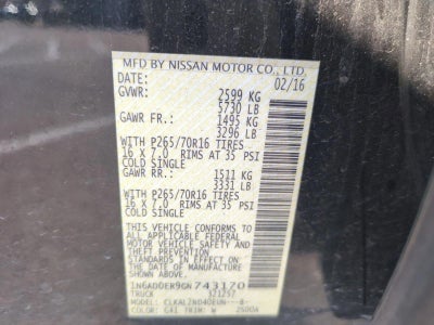 2016 Nissan Frontier 2WD Crew Cab SWB Auto SV