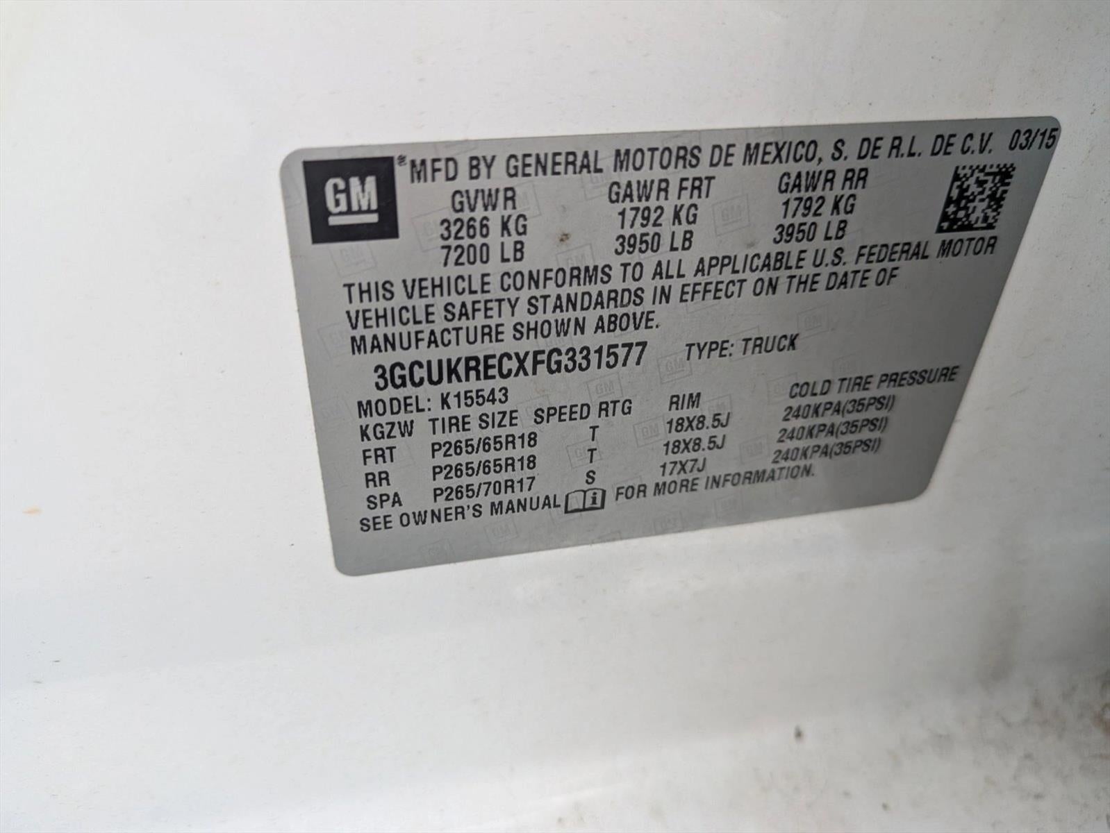 2015 Chevrolet Silverado 1500 Crew Cab Short Box 4-Wheel Drive LT Z71