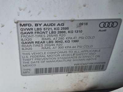 2019 Audi SQ5 Prestige 3.0 TFSI quattro
