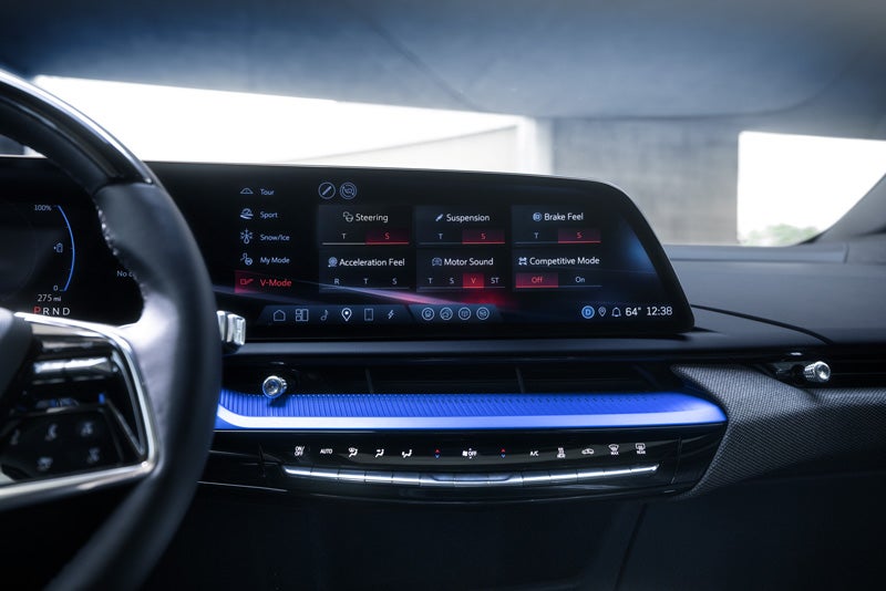 The 2026 OPTIQ-V Display Screen Displaying the V-Mode Settings | AutoNation Cadillac Corpus Christi in Corpus Christi TX